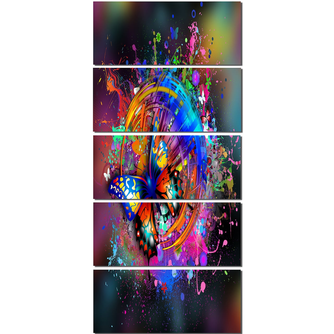 Designart - Butterfly over Abstract Background - Abstract Wall Art Canvas